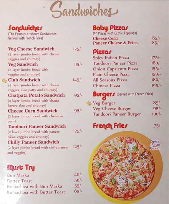 Krishnum Restaurant menu