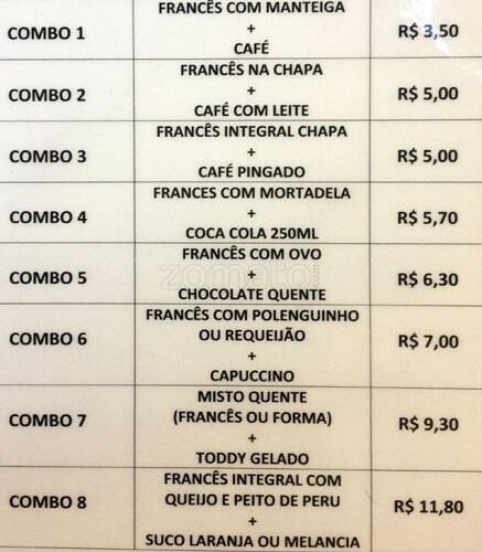 Padaria Velocittà cardápio