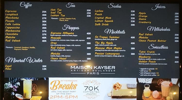 Eric Kayser Artisan Boulanger Menu Zomato Indonesia