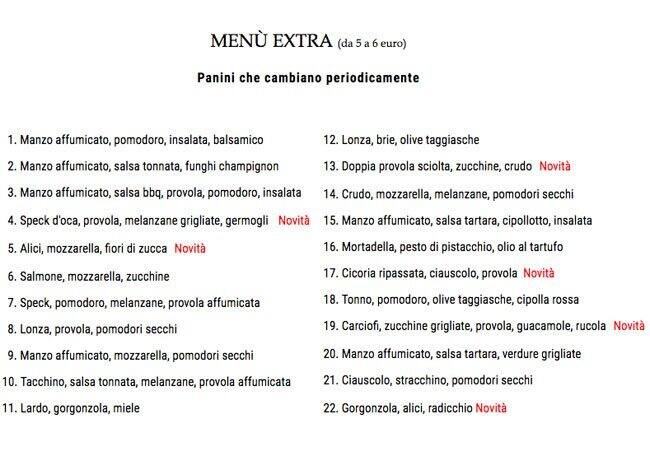 Menu di La Pagnottella Gourmet - Prati 