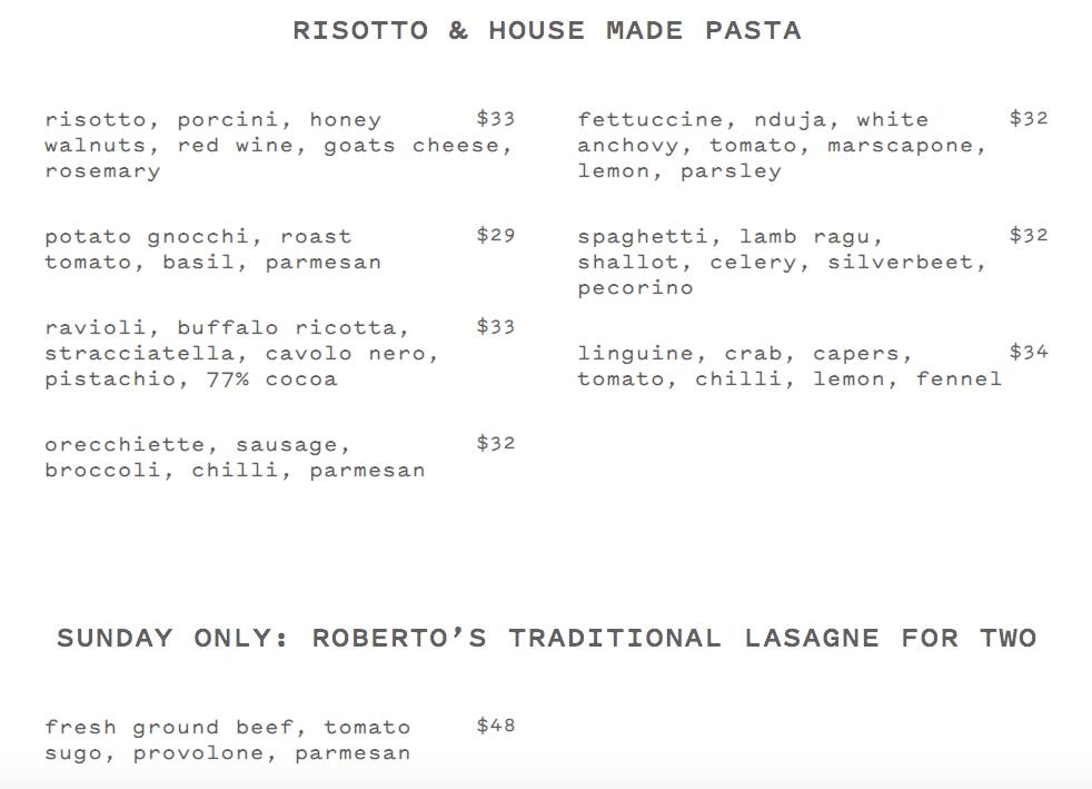 Menu at Il Lido Italian Canteen restaurant, Cottesloe