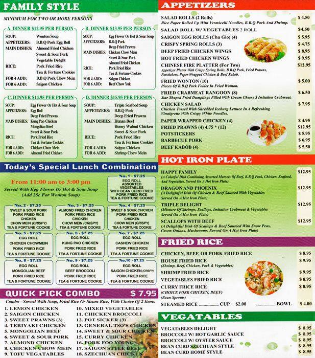 Saigon Garden Menu | Fasci Garden