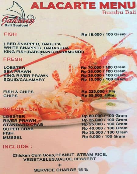 Menu Menu Istimewa Di Jimbaran Resto Wisata Bali