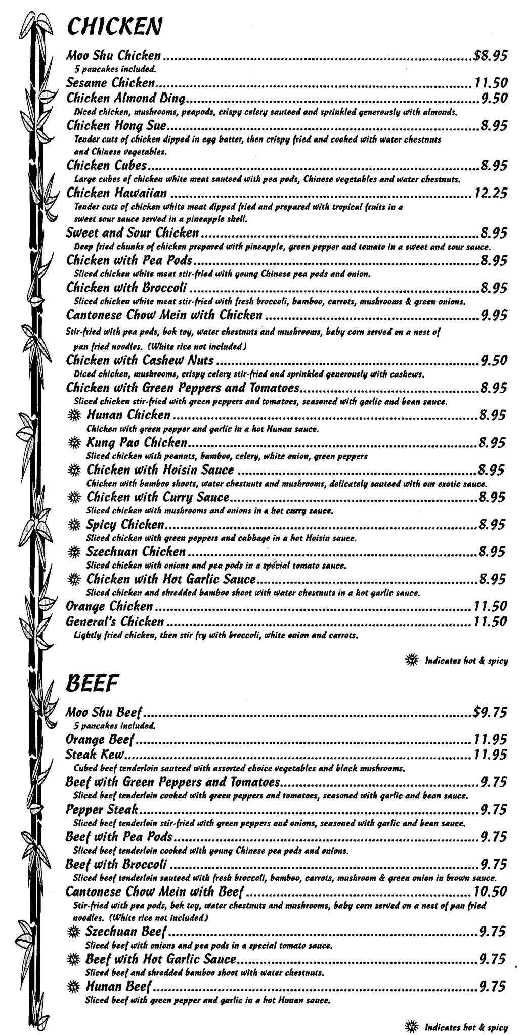 Menu at Hong Anh Palace restaurant, Mequon, N Port Washington Rd