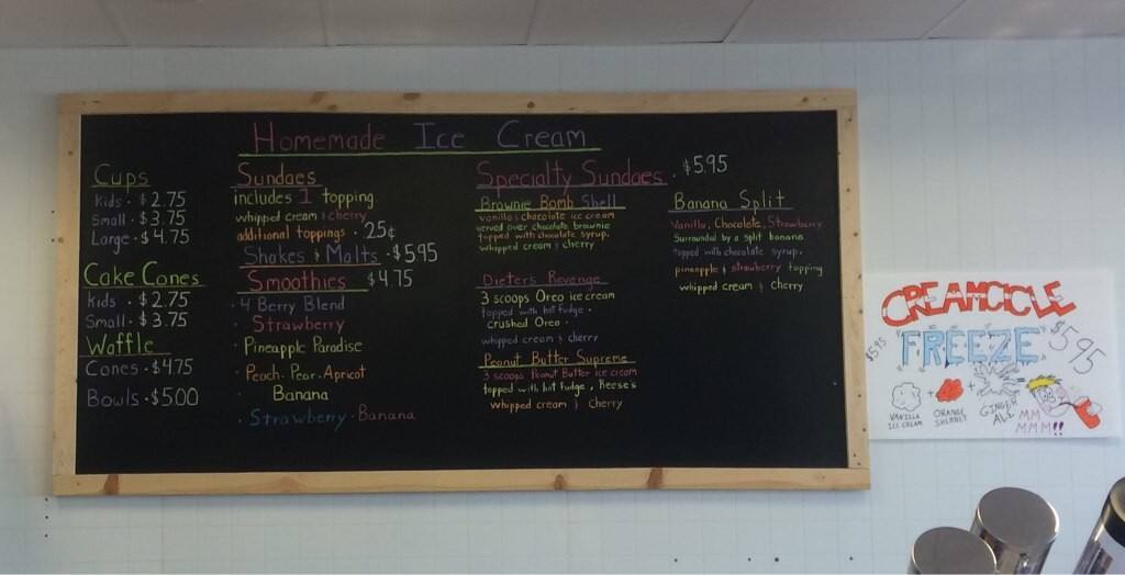 Menu at Scoops Homemade Ice Cream, Kill Devil Hills