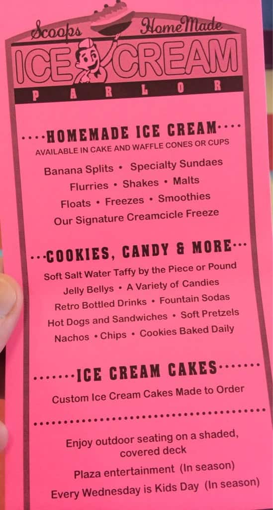 Menu at Scoops Homemade Ice Cream, Kill Devil Hills
