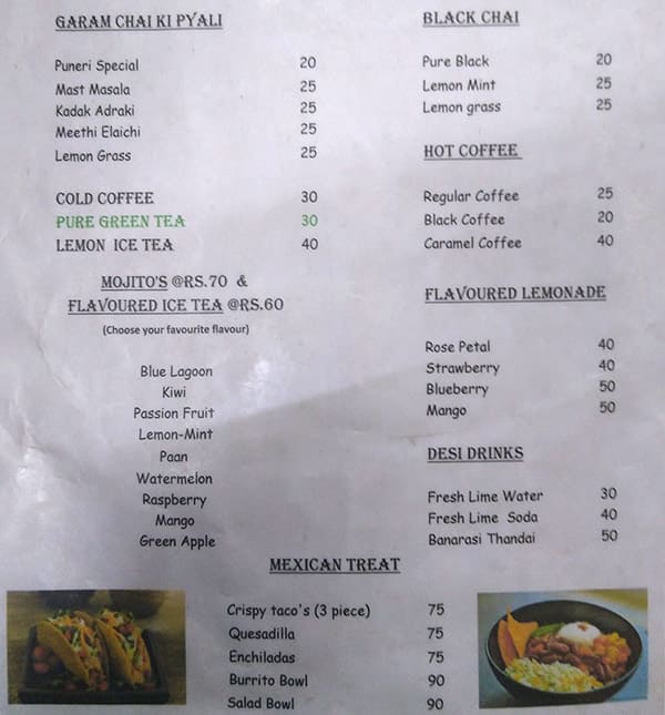 Menu at The Picket Fence Cafe, Pune