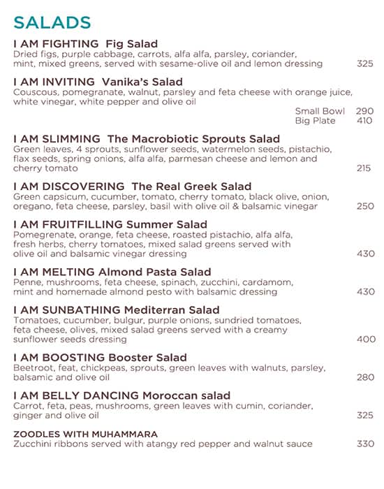 The Yoga House Studio & Cafe menu
