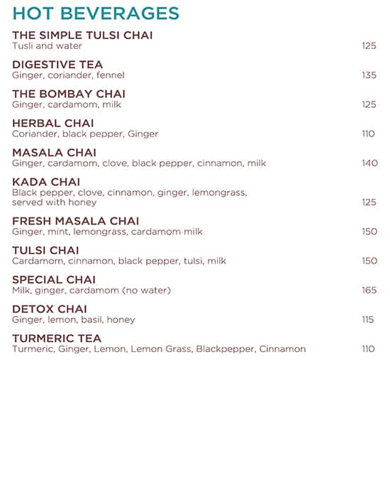 The Yoga House Studio & Cafe menu