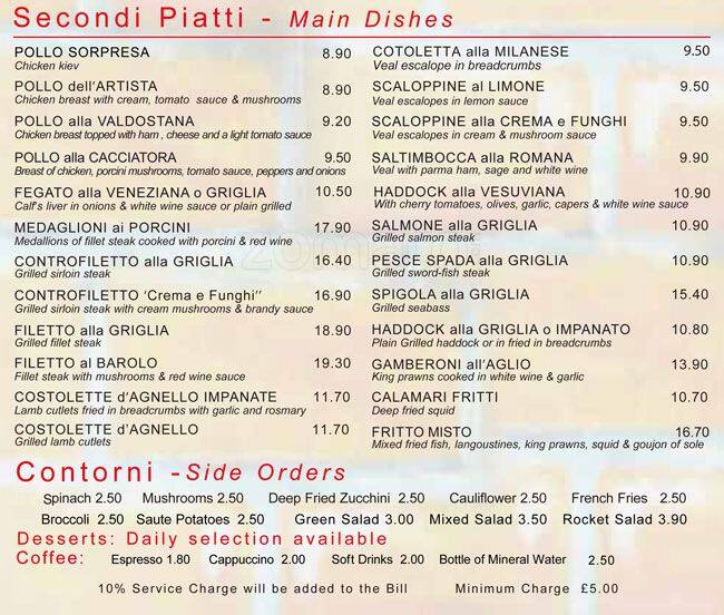 Menu at L'Artista pizzeria, Watford, 6062 High St