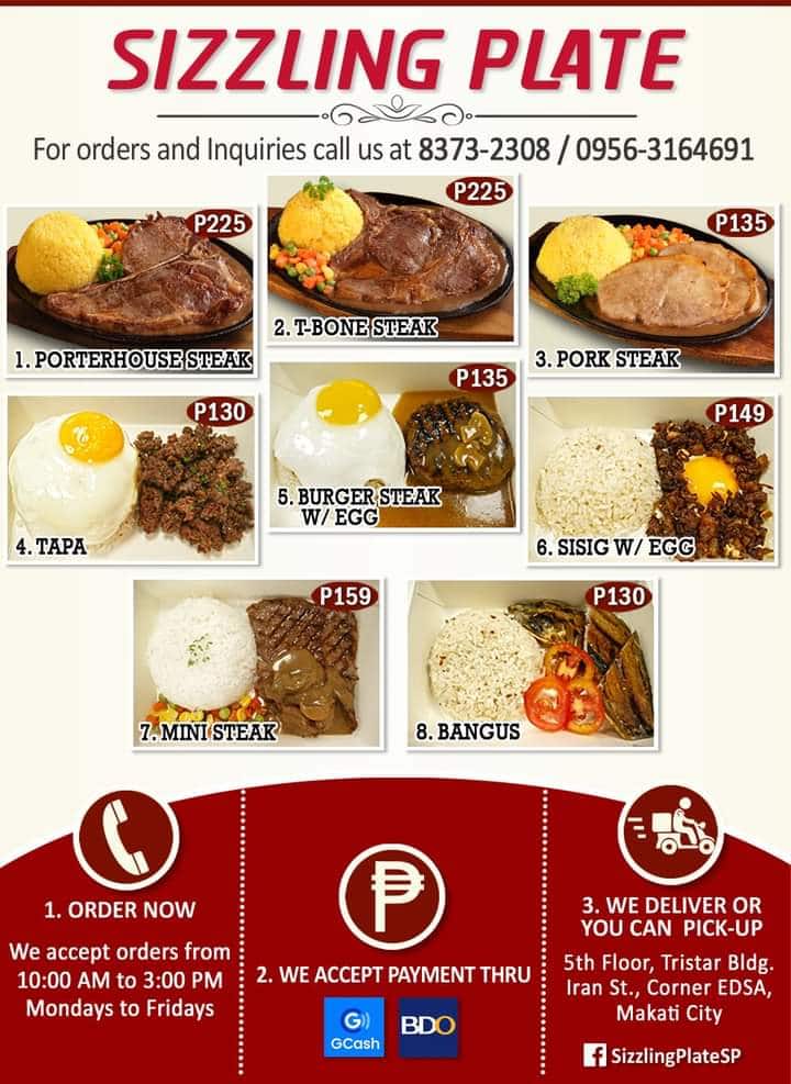Carta del restaurante Sizzling Plate, Ciudad Quezon, SM Fairview