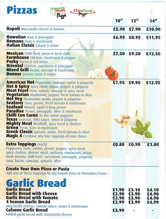 Pizza Magic menu