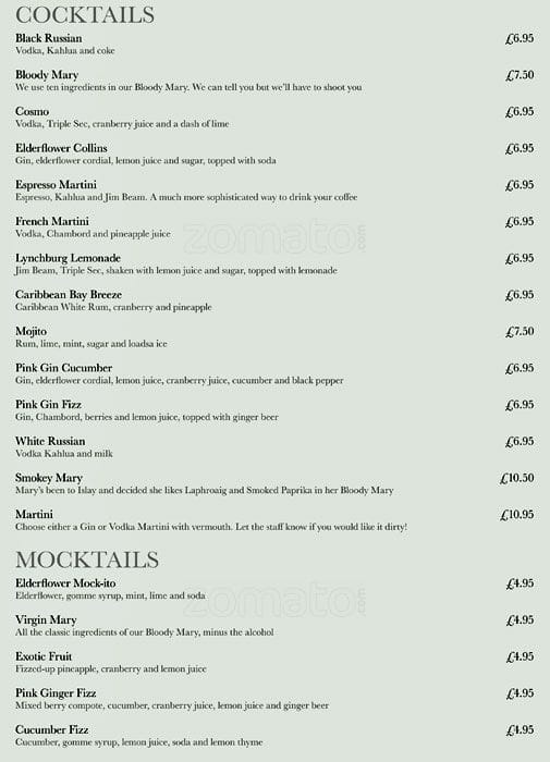 Menu at The Rosehip pub & bar, Edinburgh