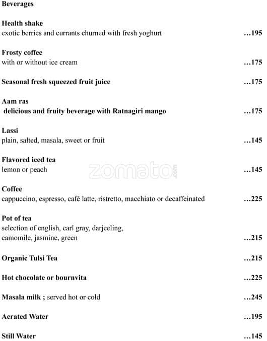 Conversation Restaurant Jaipur menu