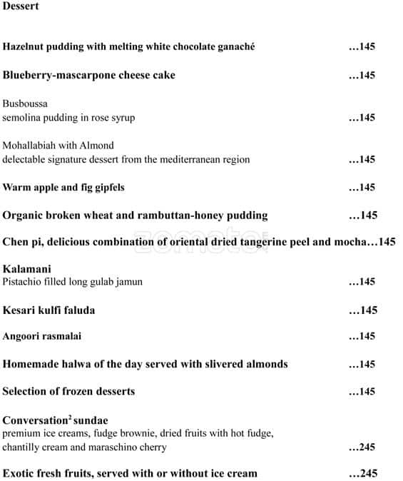 Conversation Restaurant Jaipur menu