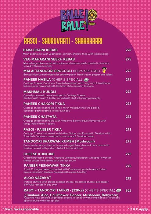 Satguru's Punjabi Rasoi menu