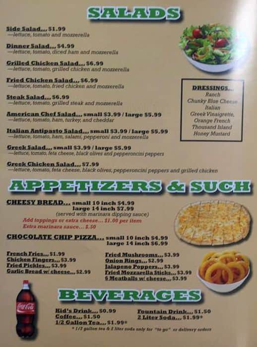 Menu at House Of Pizza pizzeria, Williamston