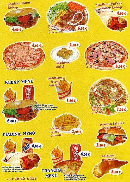 Menu di Turchia Istanbul Kebap-Pizza 