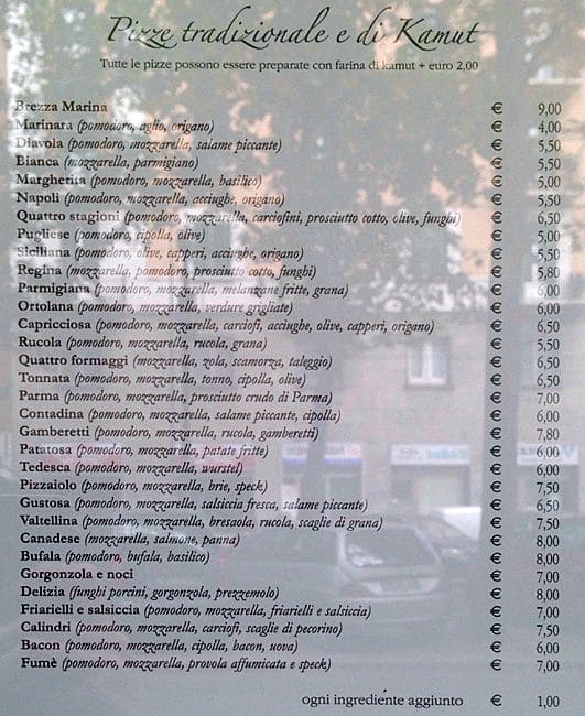 Menu di brezzamarina 