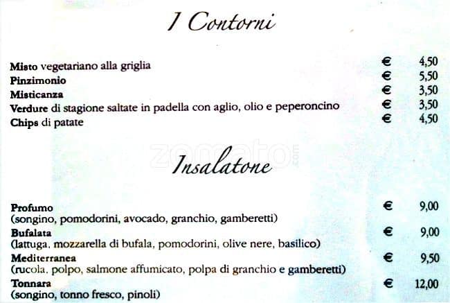 Menu di brezzamarina 