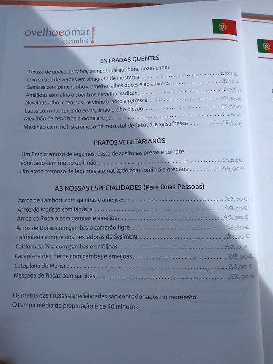 O Velho E O Mar Menu Menu For O Velho E O Mar Sesimbra Centro Greater Lisbon