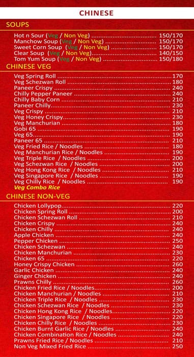 Menu of Kebab King, Malad West, Mumbai