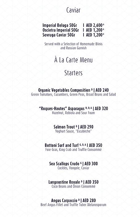 burj al arab restaurant menu