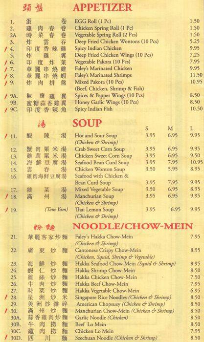 Menu de Faley Restaurant