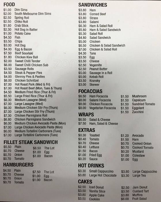 Tony's Takeaway Menu, Menu for Tony's Takeaway, Eltham, Melbourne
