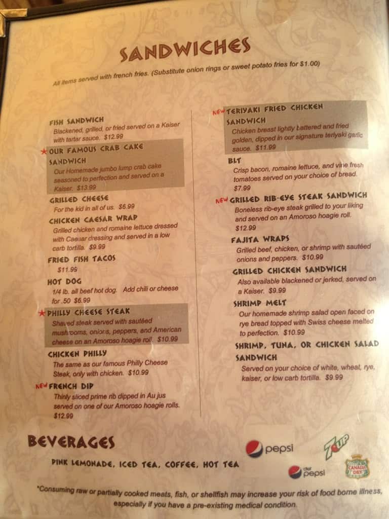 Menu at Sunset Grille pub & bar, Marco Island