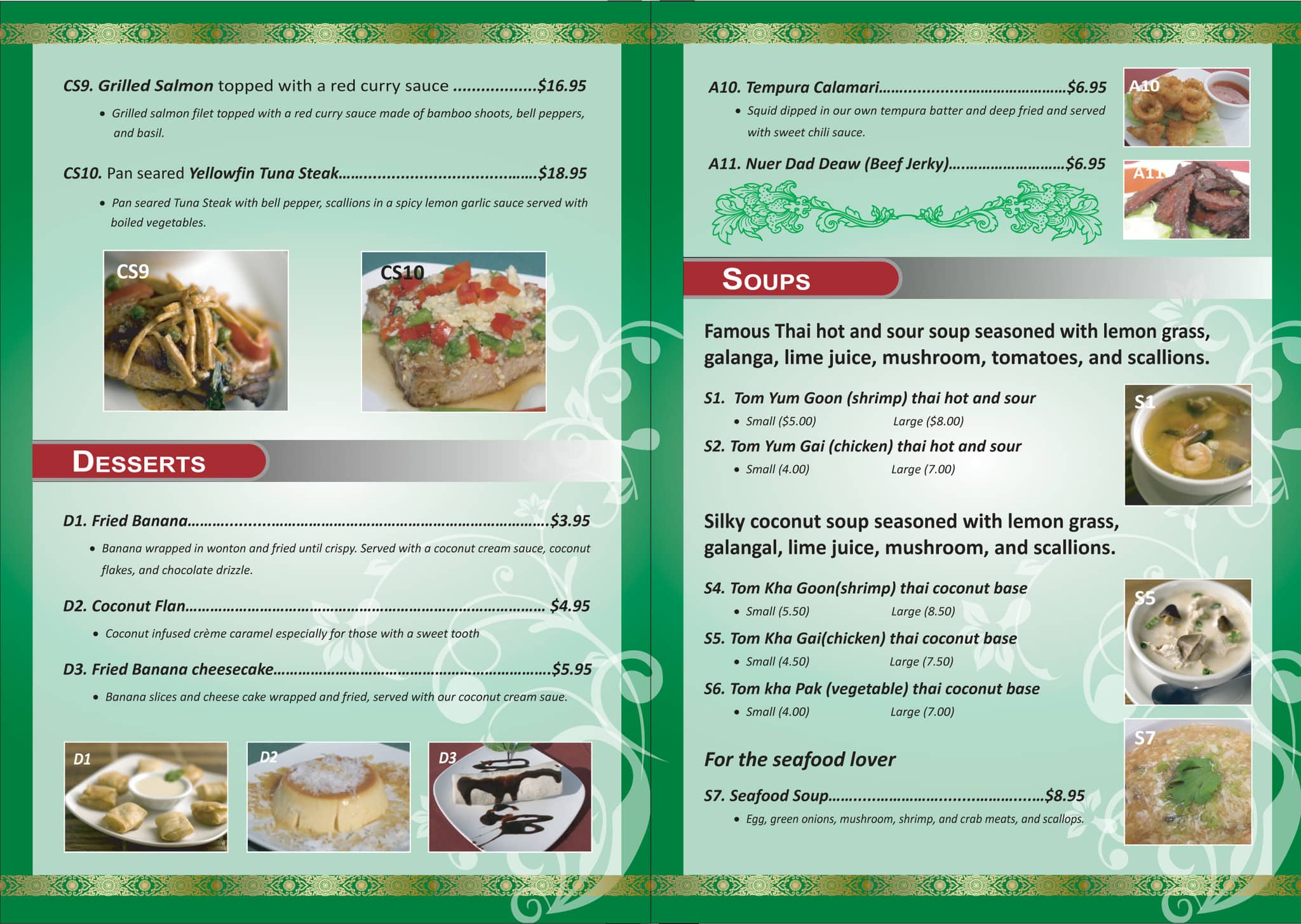 Menu at Emerald restaurant, Houma