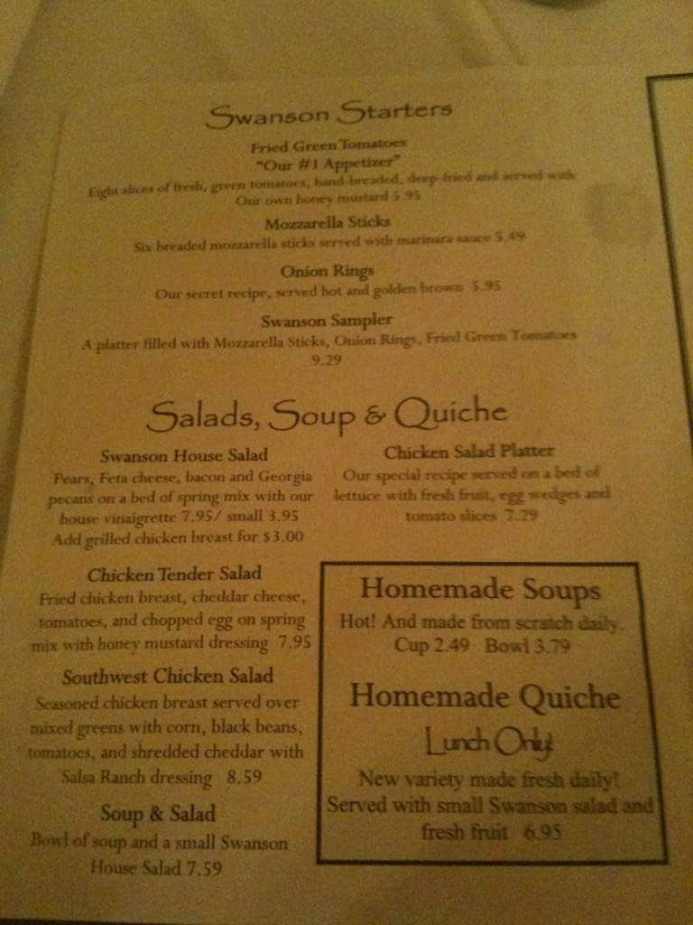 Swanson Restaurant Menu For Perry Macon Swanson Restaurant Perry Menu