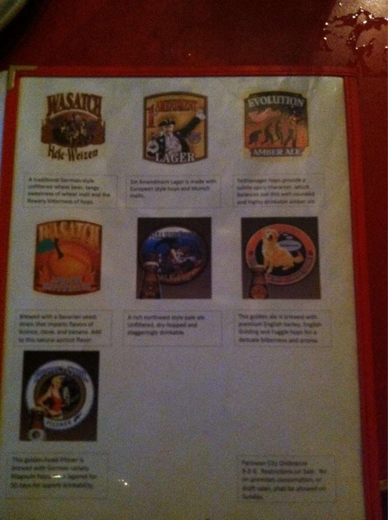 Menu at Pizza Barn, Parowan