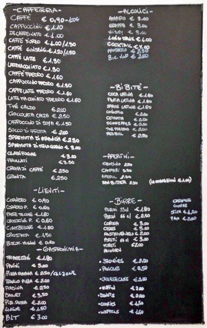 Menu de Estro dell' espresso