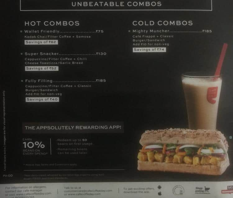 Cafe Coffee Day Menu, Menu for Cafe Coffee Day, Race ...