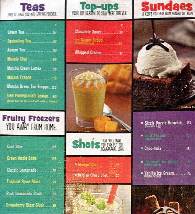 Cafe Coffee Day Menu, Menu for Cafe Coffee Day, Race Course, Coimbatore ...