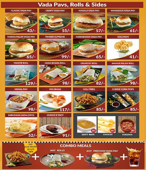 Goli Vada Pav No. 1 menu