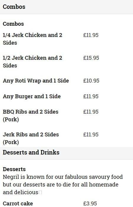 Negril menu