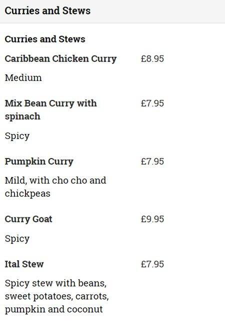 Negril menu
