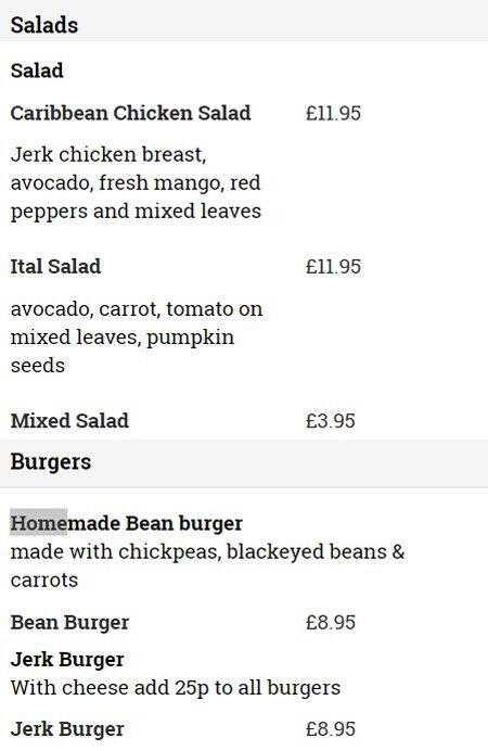 Negril menu