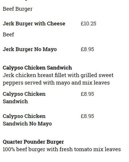 Negril menu