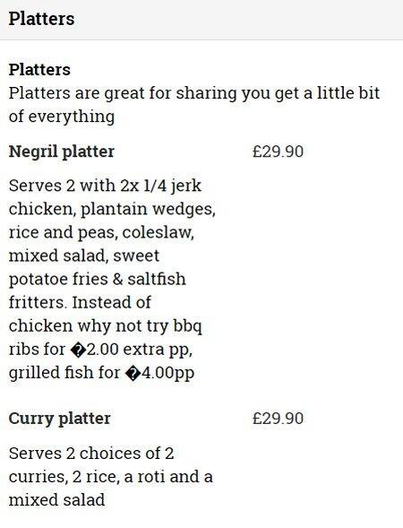 Negril menu