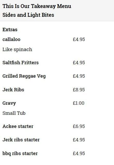 Negril menu