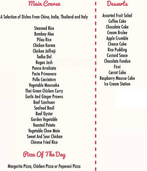 Kitchen menu