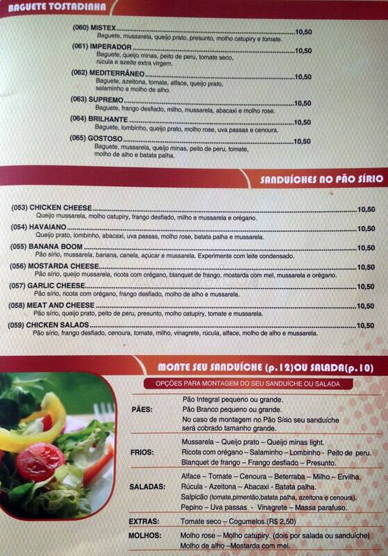 Sub's Açaí cardápio