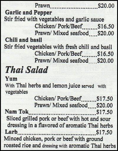 Tasty Thai Takeaway Menu