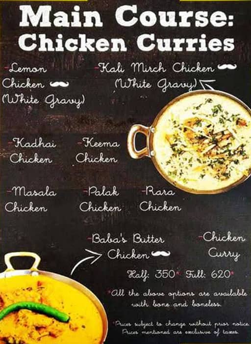 Baba Chicken Brs Nagar menu