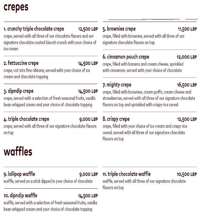 dipndip Menu, Menu for dipndip, Kaslik, Kesserwein Zomato Lebanon