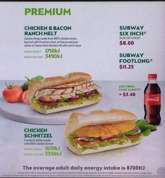 Carta de Subway