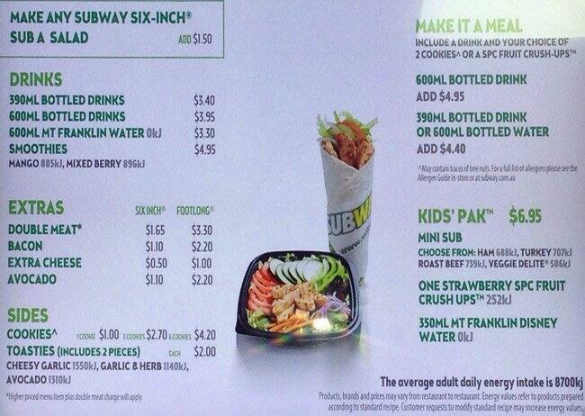 Carta de Subway